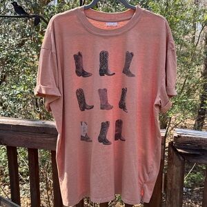 Graphic Cowboy Boot Tee - Dusty Rose